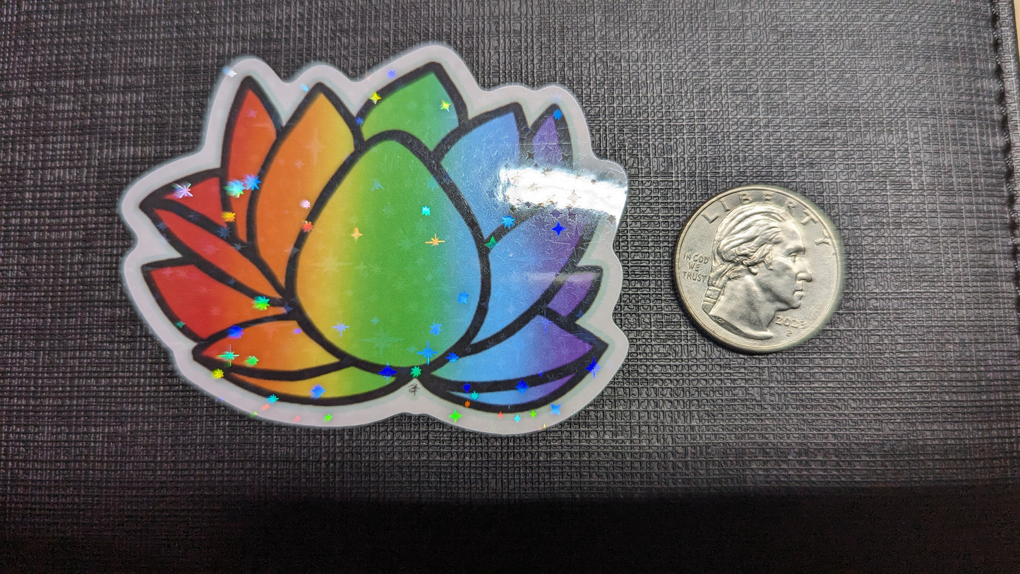 3" Rainbow Lotus - Holo sticker