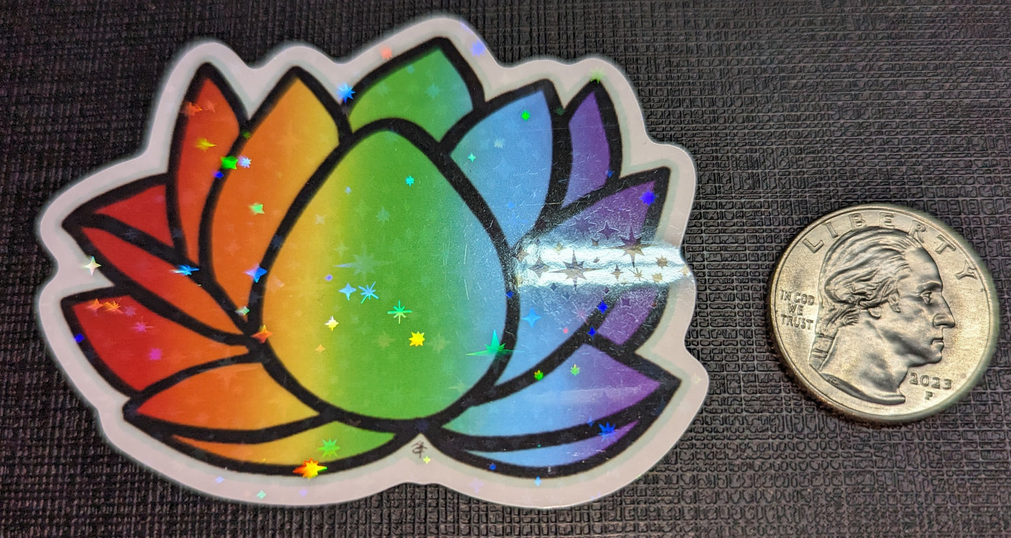 3" Rainbow Lotus - Holo sticker